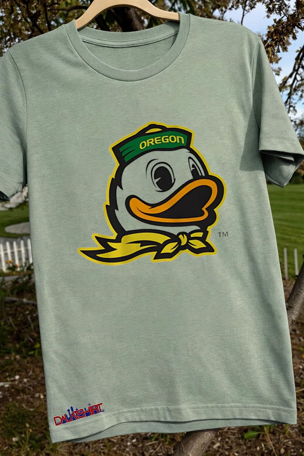 Oregon Duck Mascot Head with Green Hat shirt