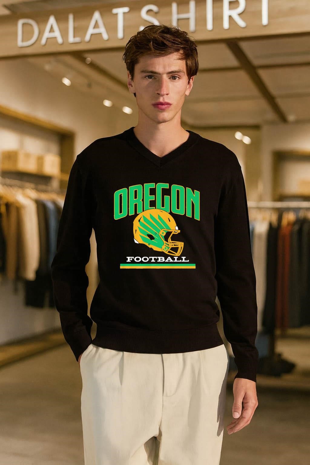 Oregon Football Green and Yellow Helmet Graphic shirt