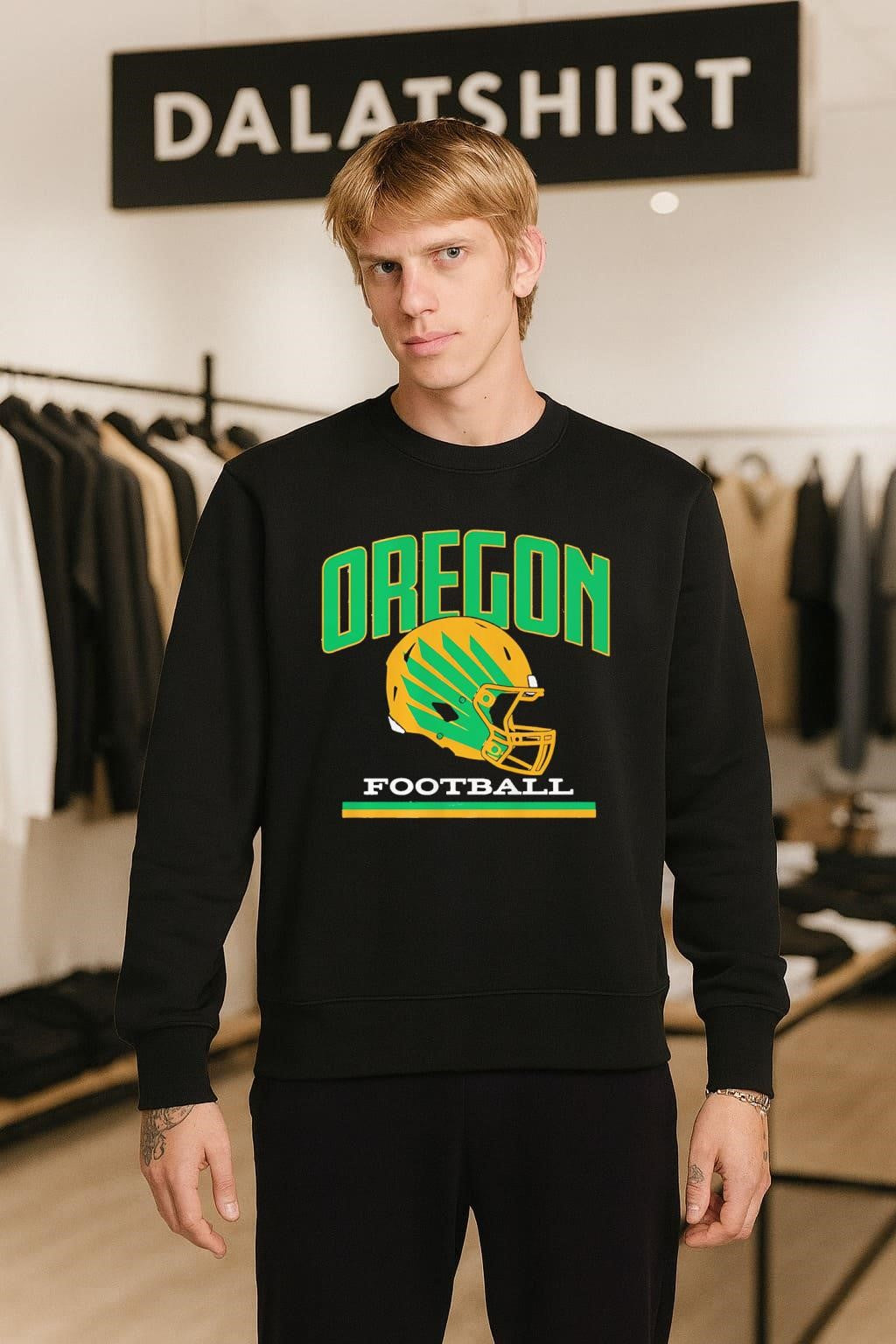 Oregon Football Green and Yellow Helmet Graphic shirt