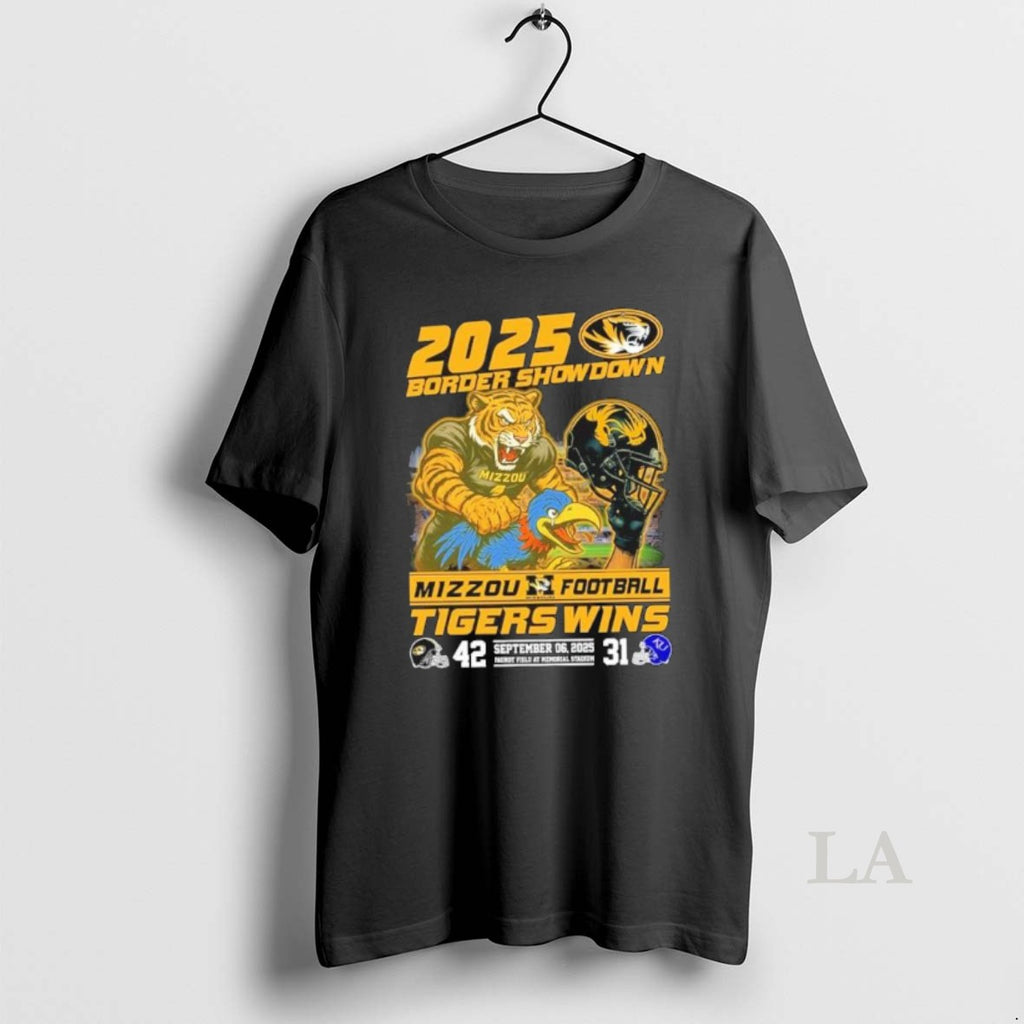 Original 2025 Border Showdown Mascot Missouri Tigers Vs Kansas Jayhawks 42 31 Score