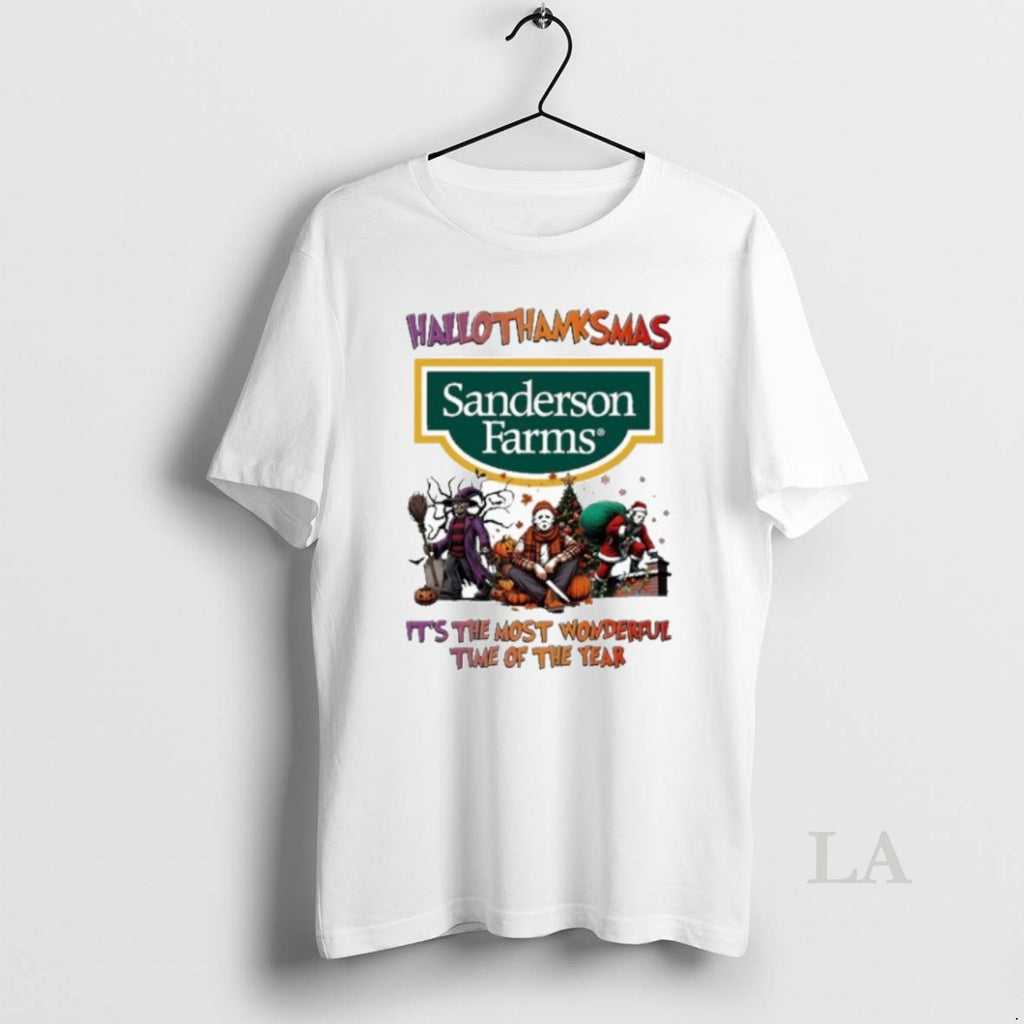 Original 2025 Sanderson Farms Logo Hallothanksmas Horror Film Its The Most Wonderful Time Of The