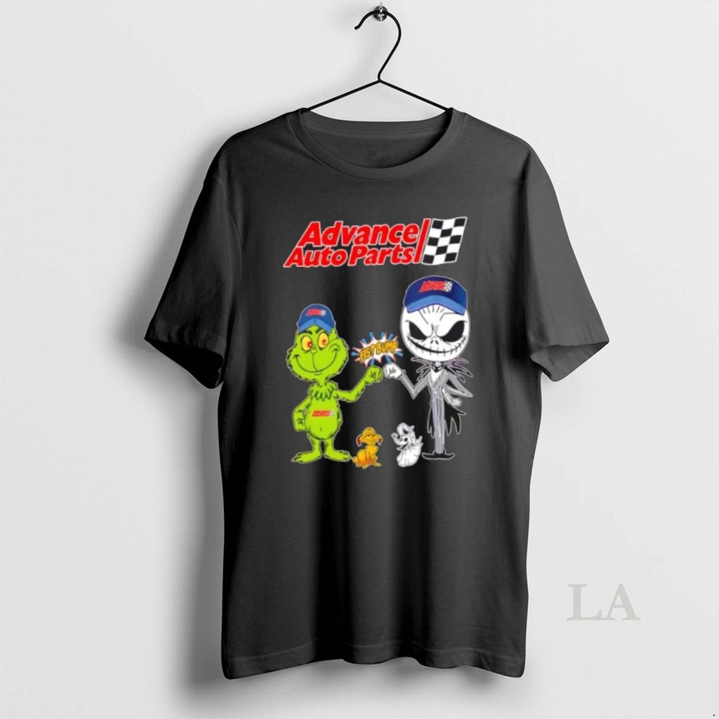 Original Advance Auto Parts X Grinch And Jack Skellington Fist Bump Uniwilling Friends