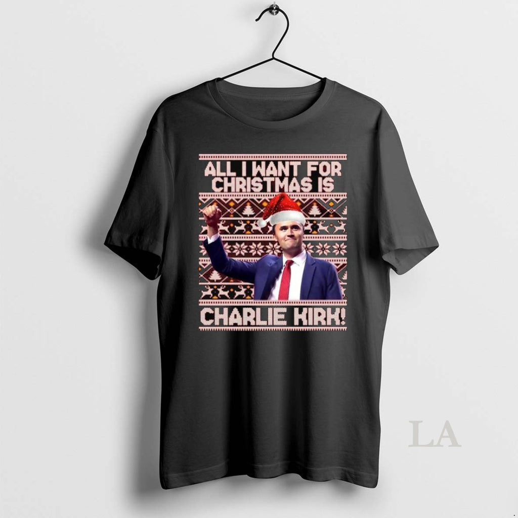 Original All I Want For Christmas Is Charlie Kirk Ugly Christmas Long Sleve