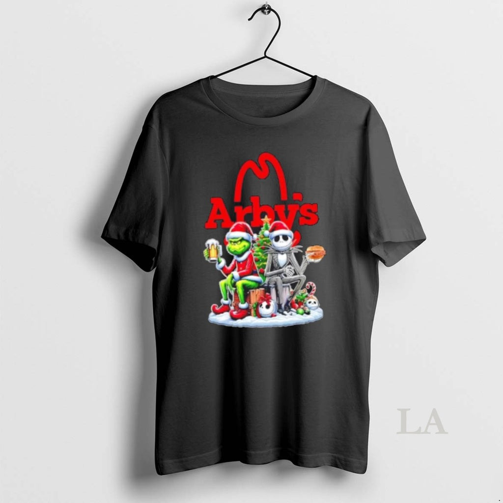 Original Arbys X Grinch And Jack Skellington Unwilling Friends Merry Christmas