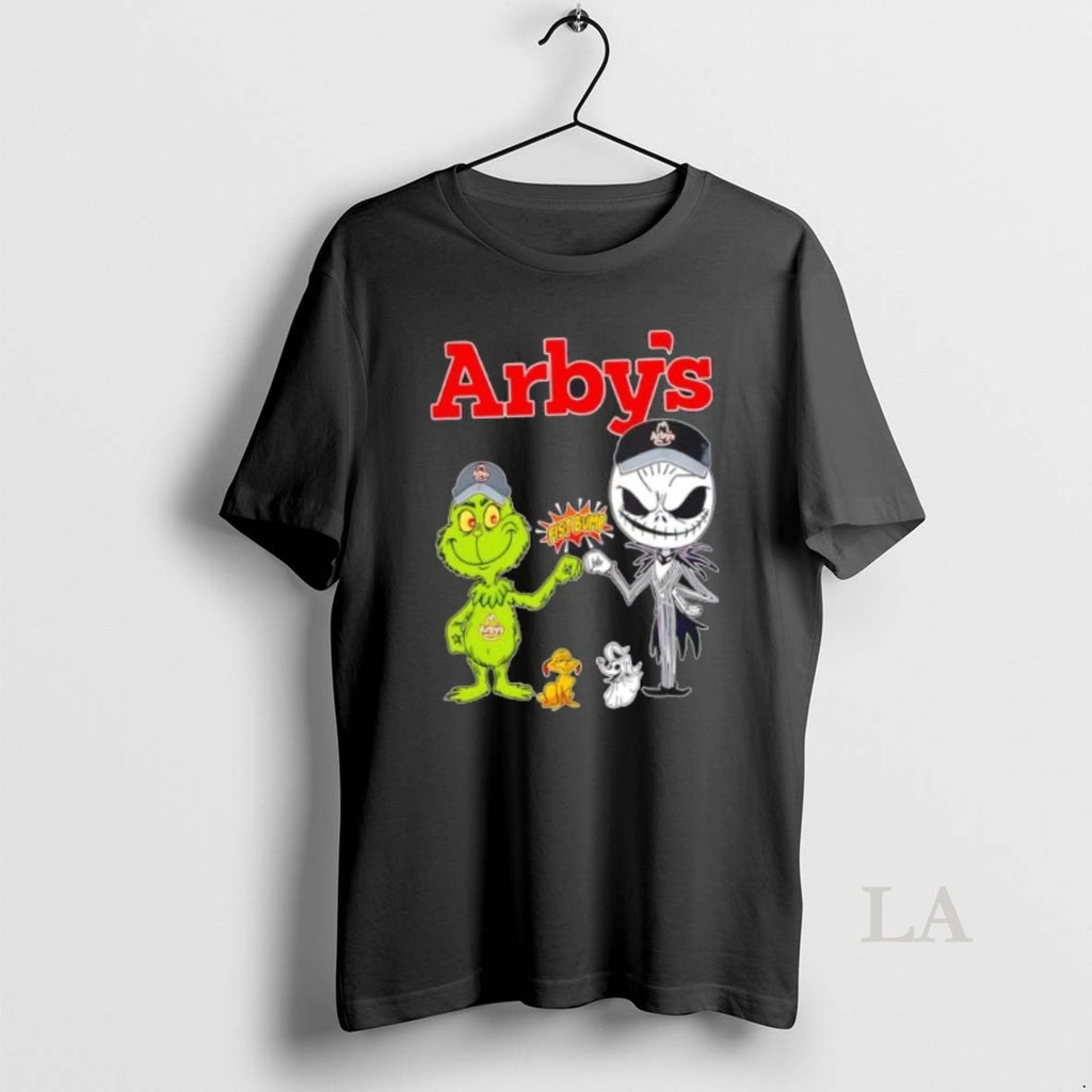 Original Arbys X Grinch And Jack Skellington Fist Bump Uniwilling Friends