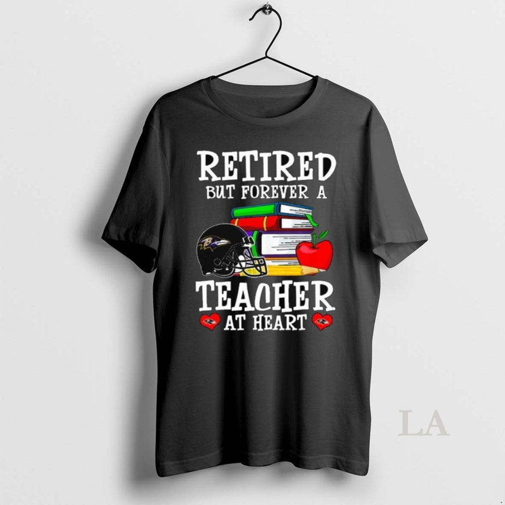 Original Baltimore Ravens Retired But Forever A Teacher At Heart Long Sleve