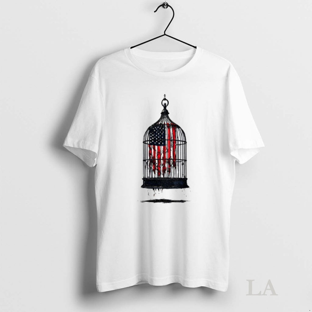Original Birdcaged Caged Libertyamerican Flag Government Shutdown