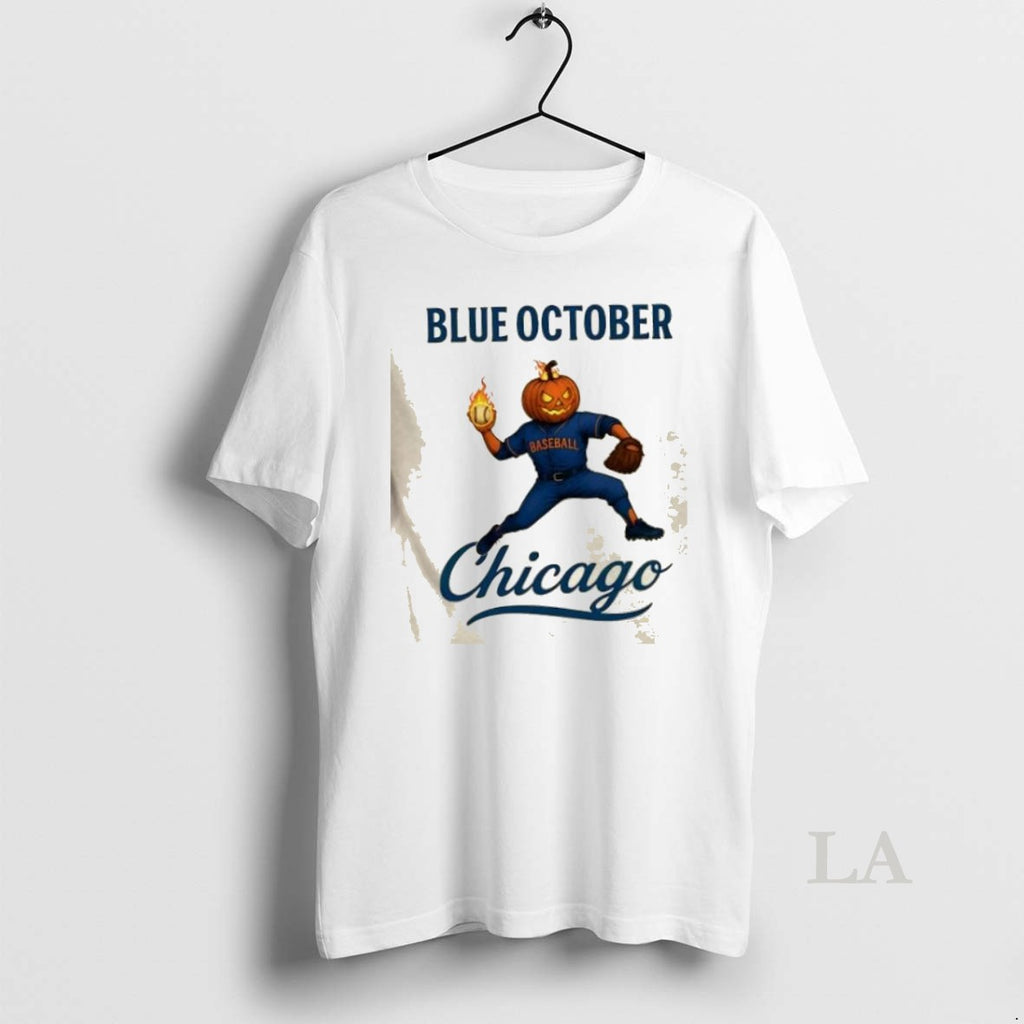 Original Blue October Chicago Cubs Pumpkin Happy Halloween
