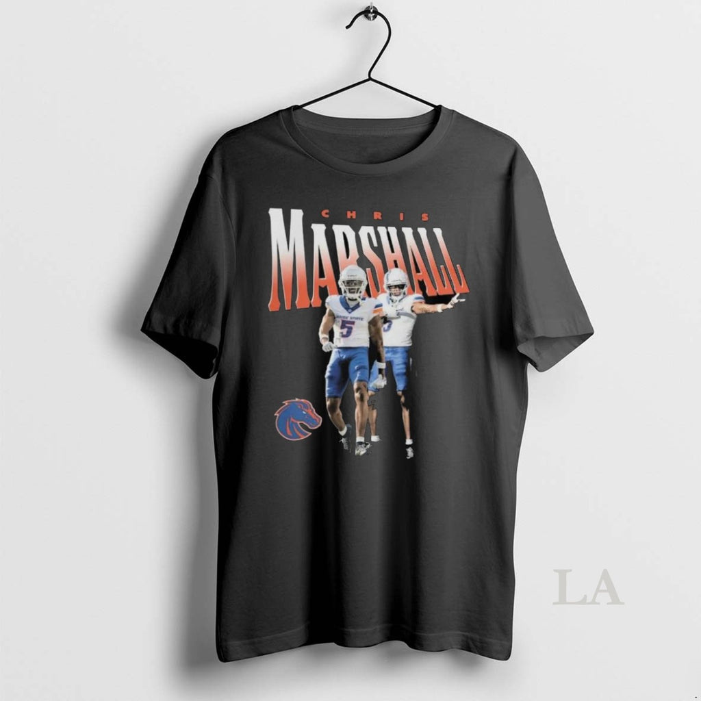 Original Boise State Broncos Merch Chris Marshall Illustrated Football Long Sleve