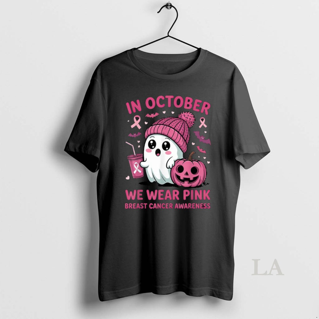 Original Breast Cancer In October We Wear Pink Ghost Halloween