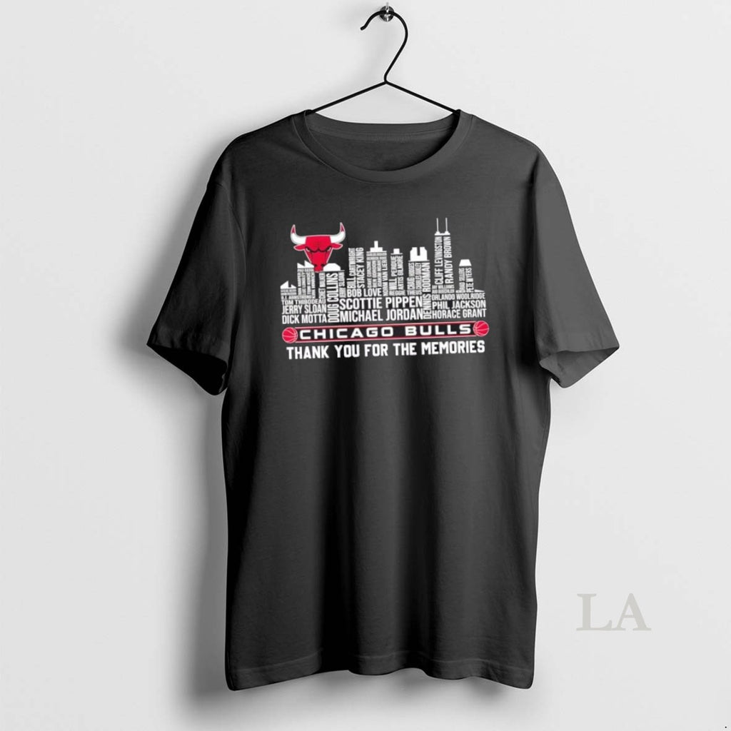 Original Chicago Bulls Basketball All Names City Thank You For The Memories Skyline