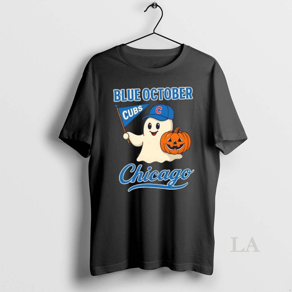 Original Chicago Cubs Blue October Ghost Pumpkin Halloween