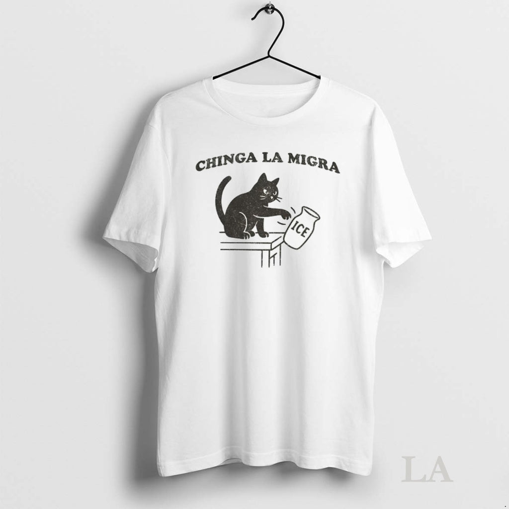 Original Chinga La Migra Abolish Ice Funny Cat Political