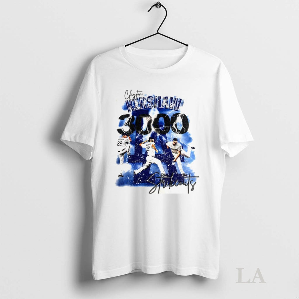 Original Clayton Kershaw 3000 Strikeouts Los Angeles Dodgers Mlb Baseball Graphic Vintage