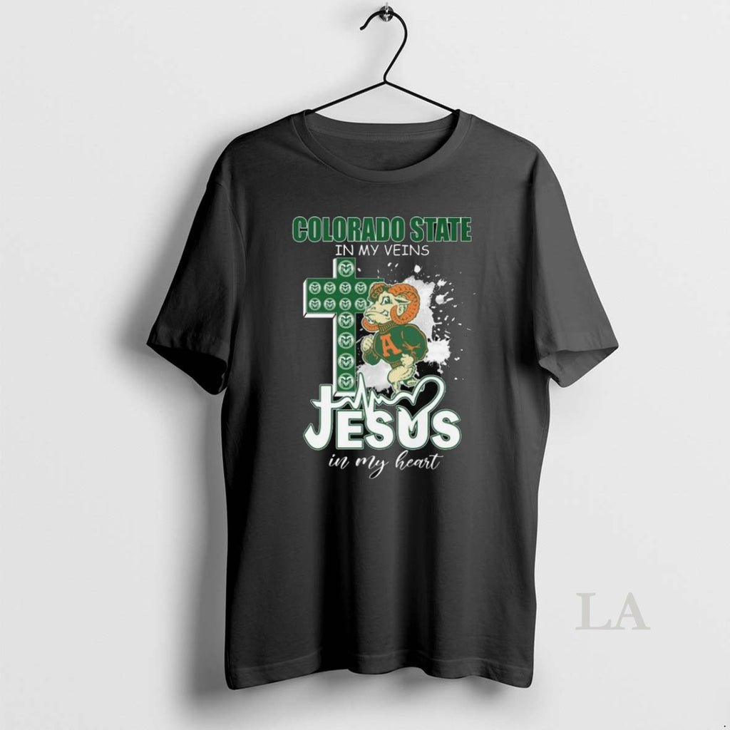 Original Colorado State Rams In My Veins Jesus In My Heart Mascot Long Sleve