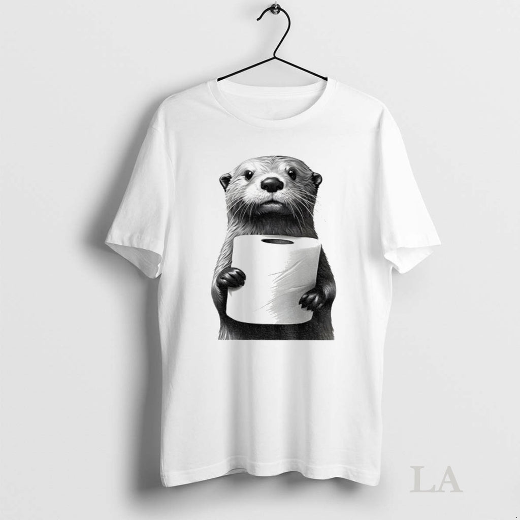 Original Cute Otter Holding Toilet Paper Funny Meme
