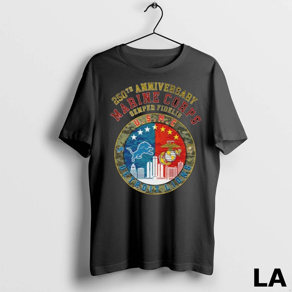 Original Detroit Lions 250th Anniversary Marine Corps Semper Fidelis Usmc Long Sleve