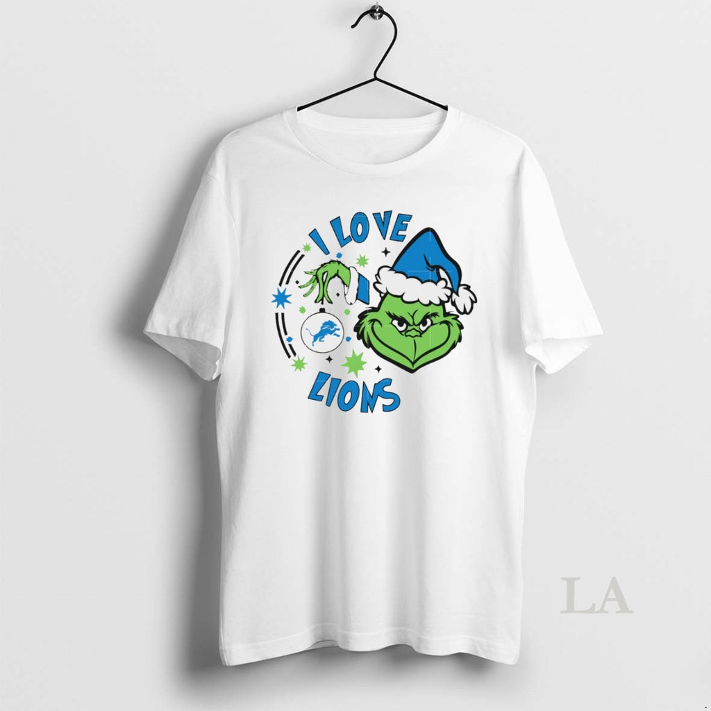 Original Detroit Lions X Santa Grinch I Love Lions Christmas White