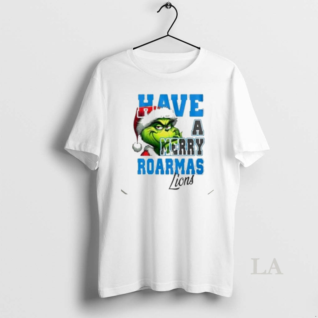 Original Detroit Lions Have A Merry Roarmas Lions Grinch Christmas White