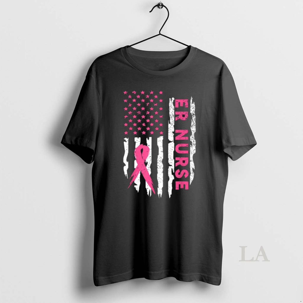 Original Er Nurse American Flag Nurse Breast Cancer Awareness