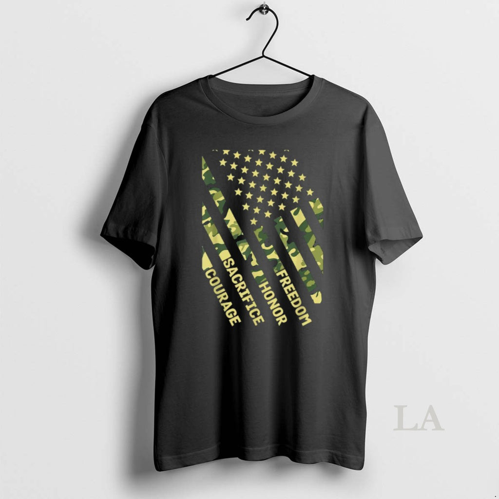 Original Freedom Honor Courage Sacrifice American Flag Veterans Day