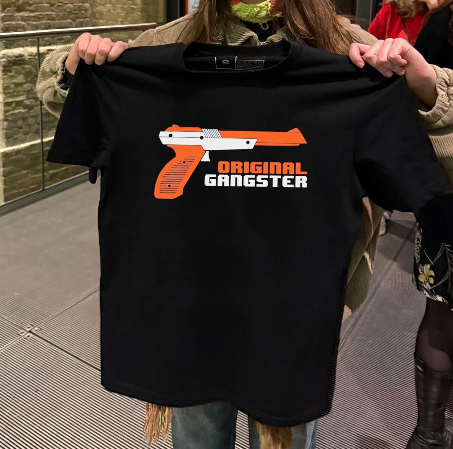Original Gangster Orange Video Game Zapper Gun shirt