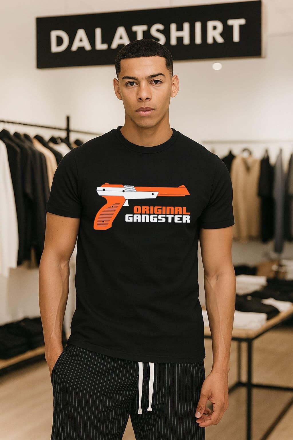 Original Gangster Orange Video Game Zapper Gun shirt