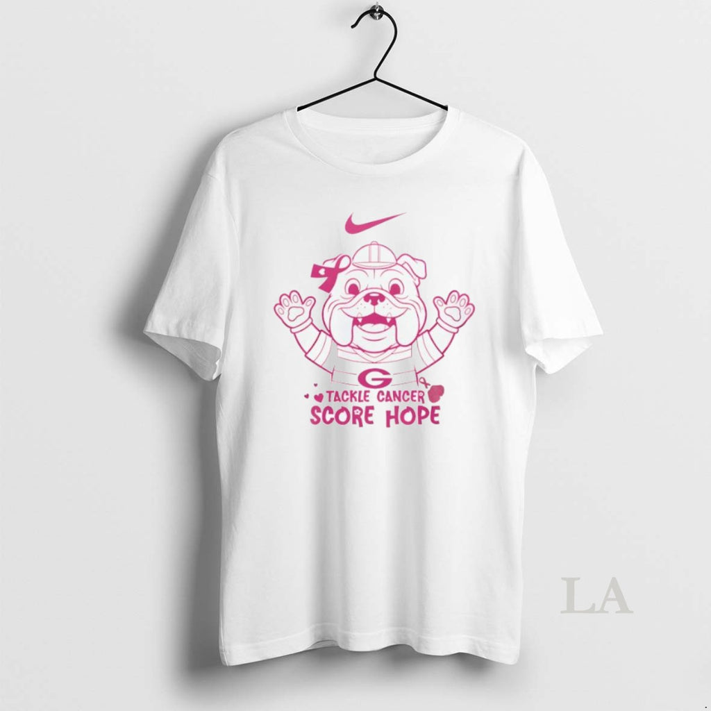 Original Georgia Bulldogs Breast Cancer Awareness Month We Wear Pink In October Tackle Cancer Win