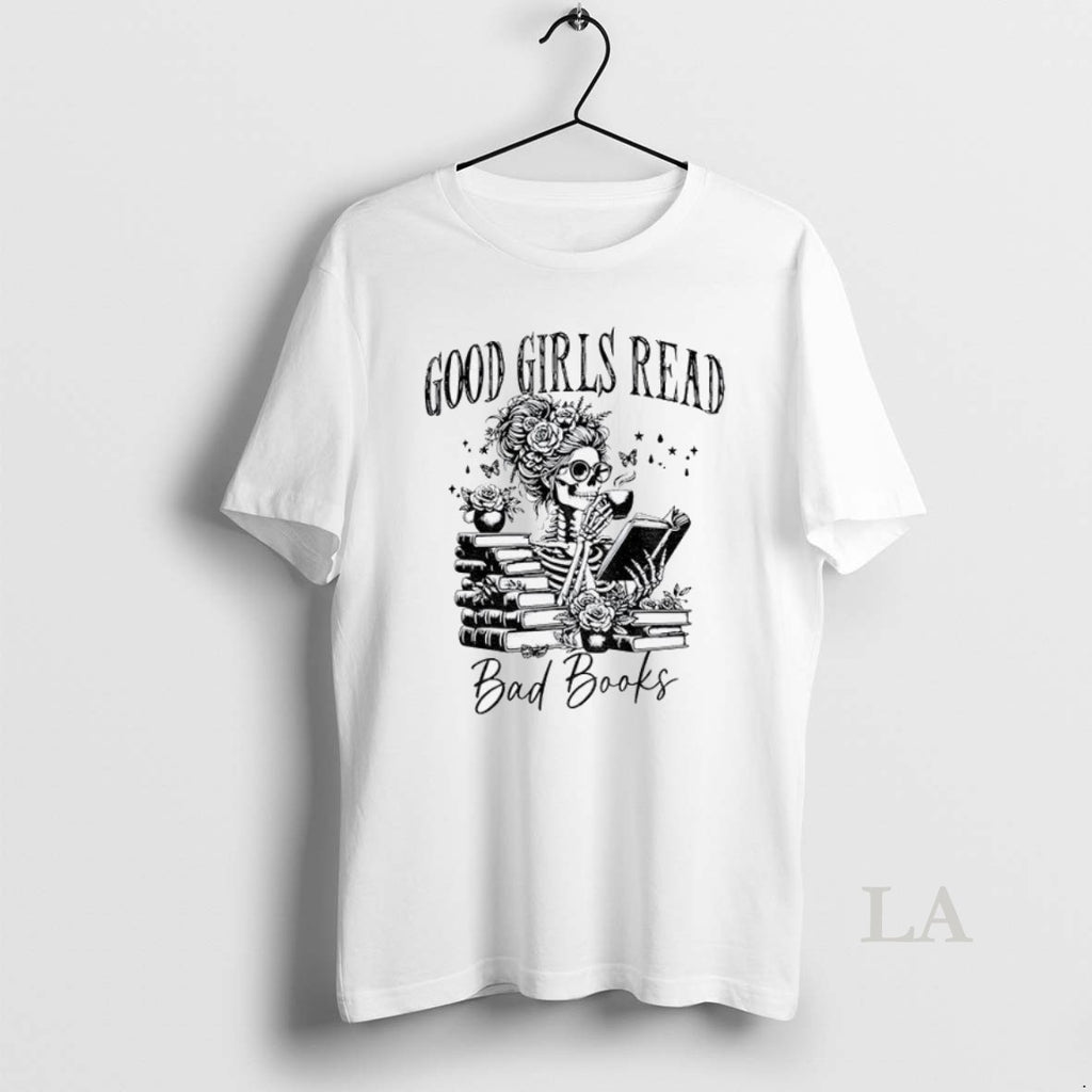 Original Good Girls Read Bad Books Skeleton