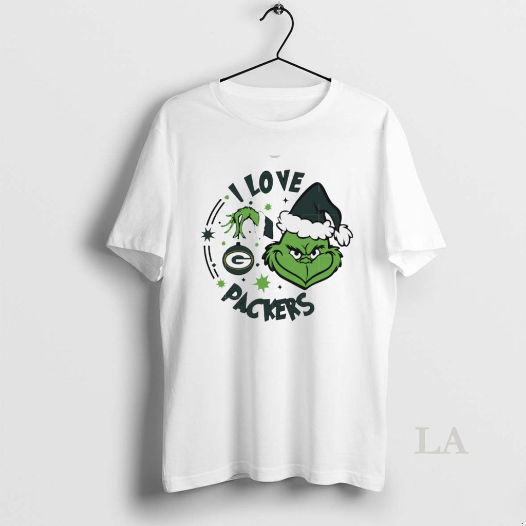 Original Green Bay Packers X Santa Grinch I Love Packers Christmas White