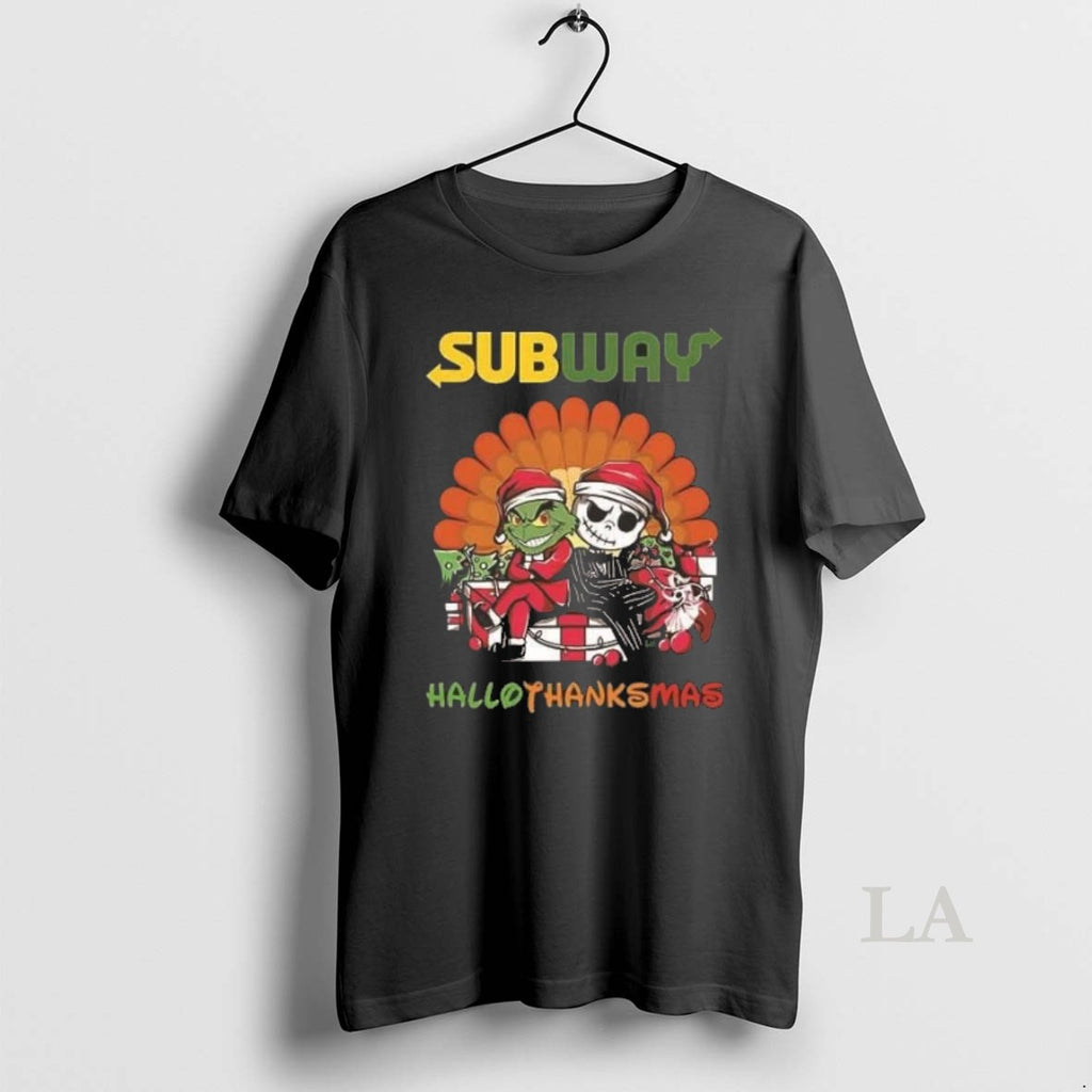 Original Grinch And Jack Skellington Subway Hallothanksmas 2 Sided