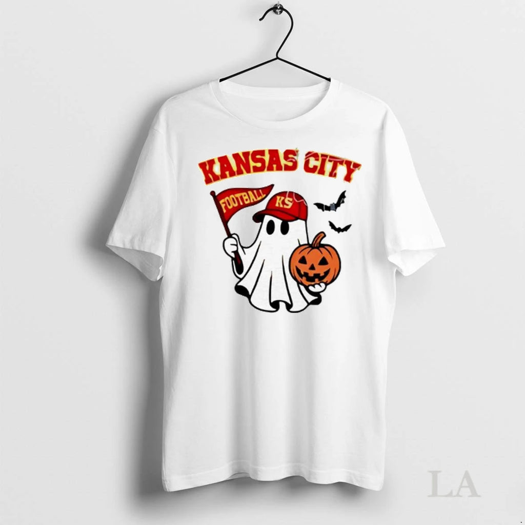 Original Halloween Ghost Kansas City Chiefs Football Flag Pumpkin Ladies
