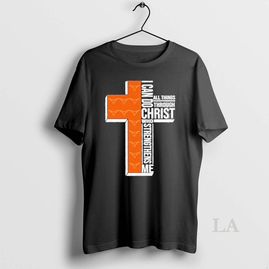 Original I Can Do All Things Through Christ Who Strengthens Me Texas Longhorns Football Cross