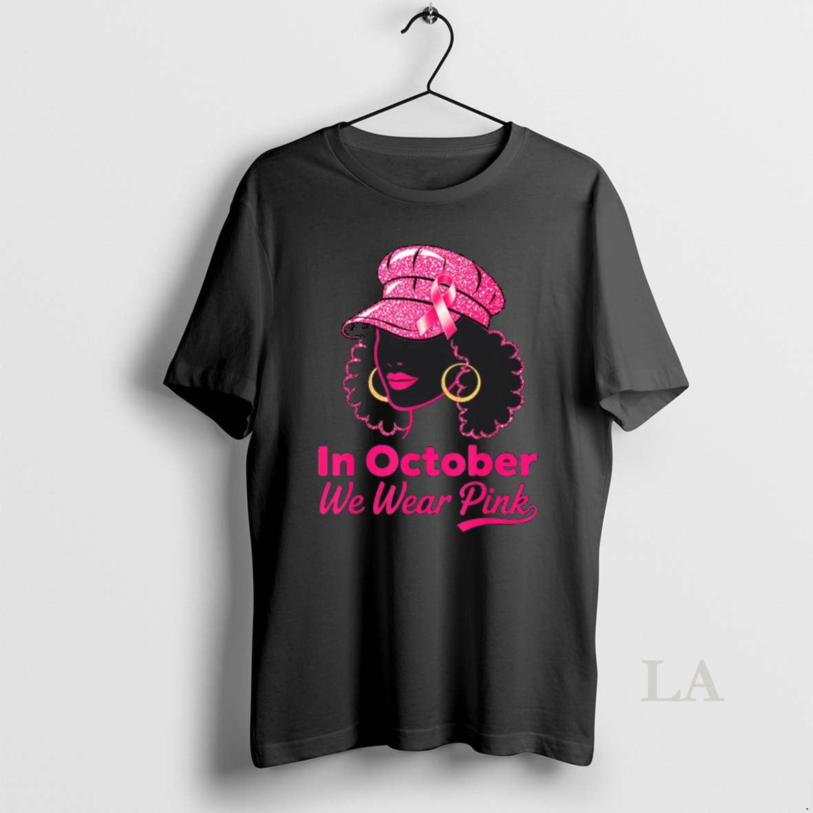Original In October We Wear Pink Breast Cancer Awareness Black Women Art