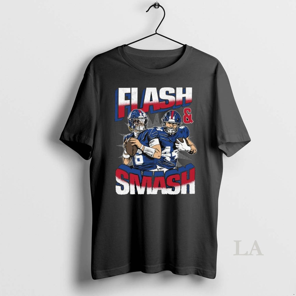 Original Jaxson Dart And Cam Skattebo Flash And Smash New York Giants 2025 Long Sleve