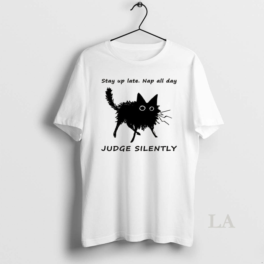 Original Lazy Black Cat Stay Up Late Nap All Day Judge Silently Funny