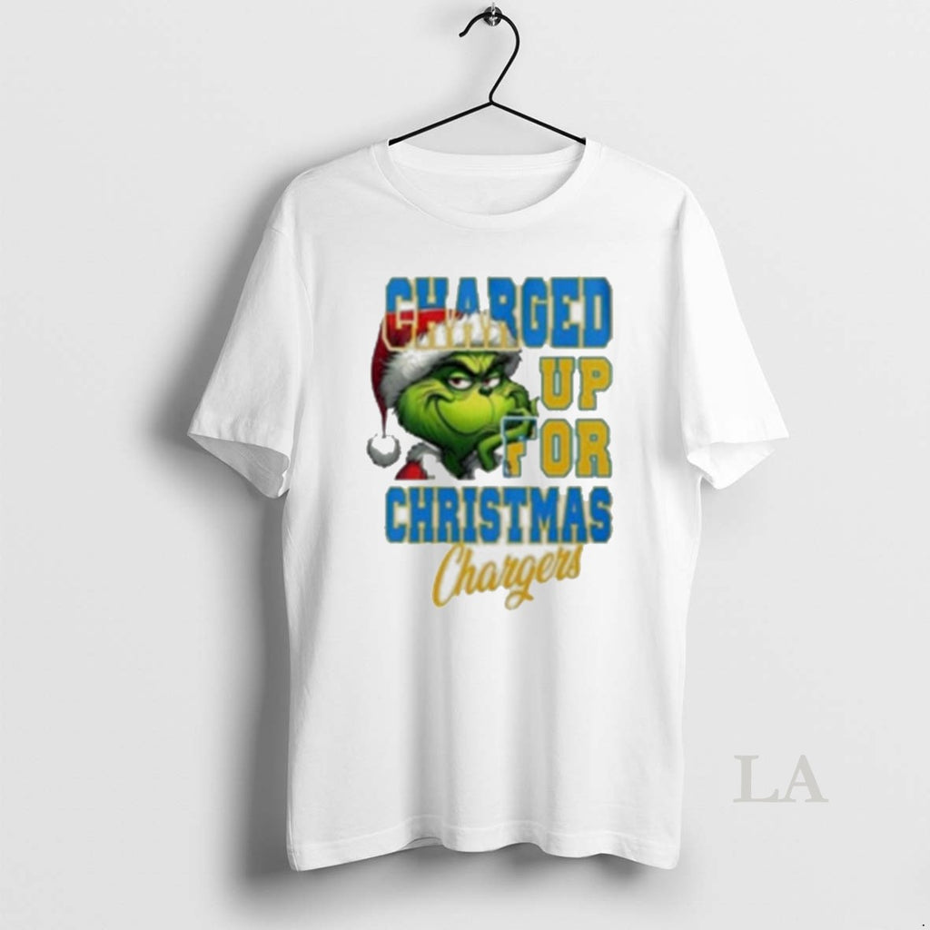 Original Los Angeles Chargers Charged Up For Christmas Chargers Grinch White