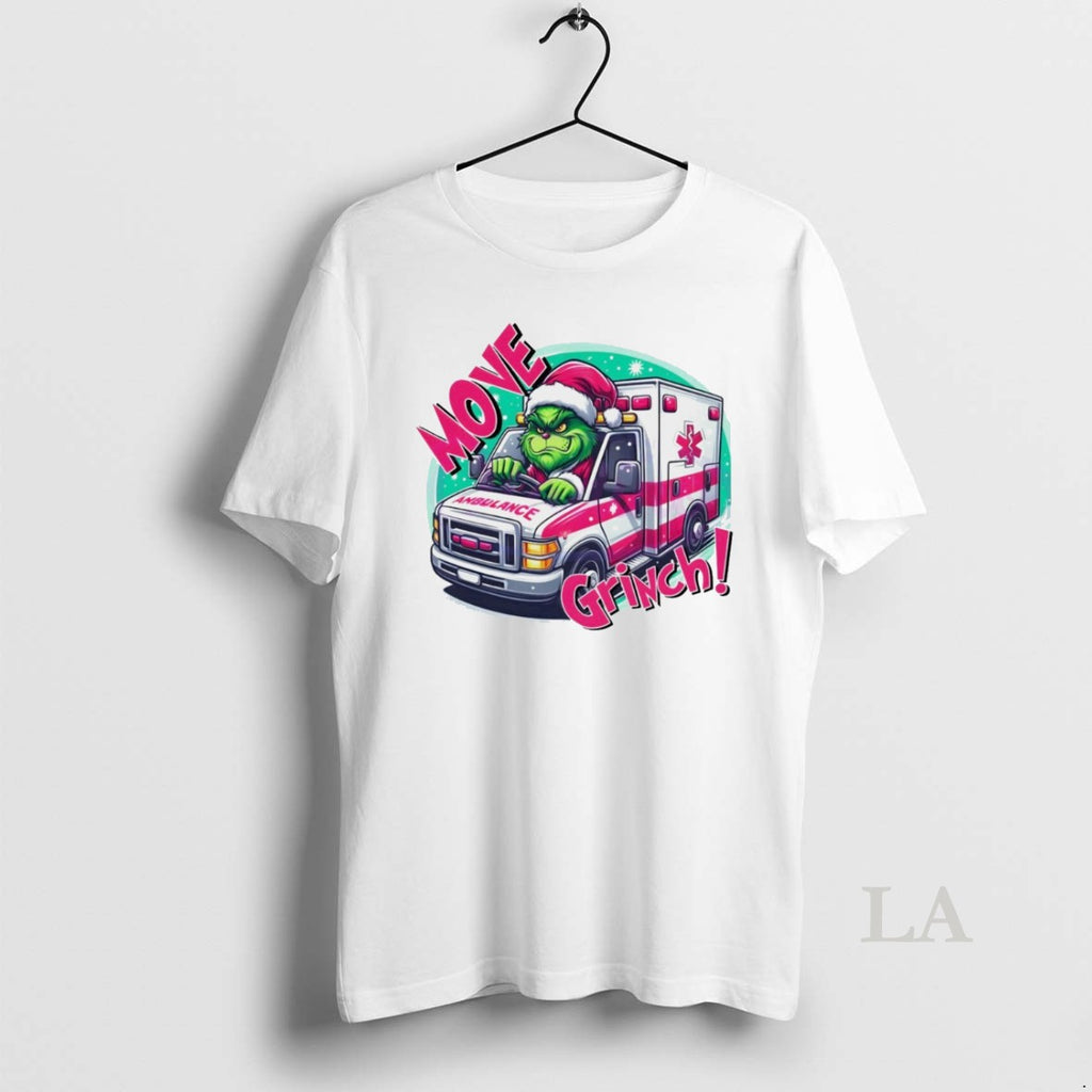 Original Move Grinch Christmas Ambulance Driver White