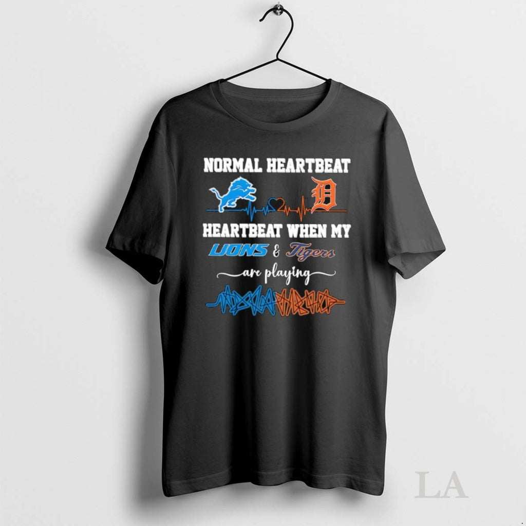 Original Normal Heartbeat When My Detroit Lions Detroit Tigers Are Playing Logo