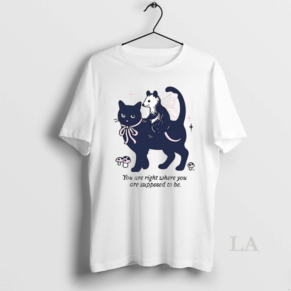 Original Opossum Riding Cat You Are Right Where You Are Supposed To Be Ceramic Ceramic