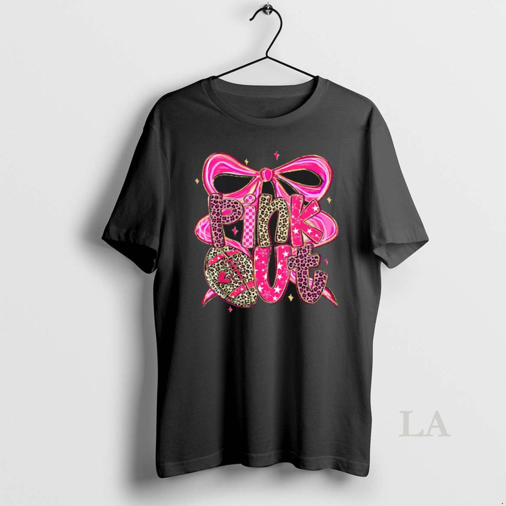 Original Pink Out Breast Cancer Football Coquette Bow