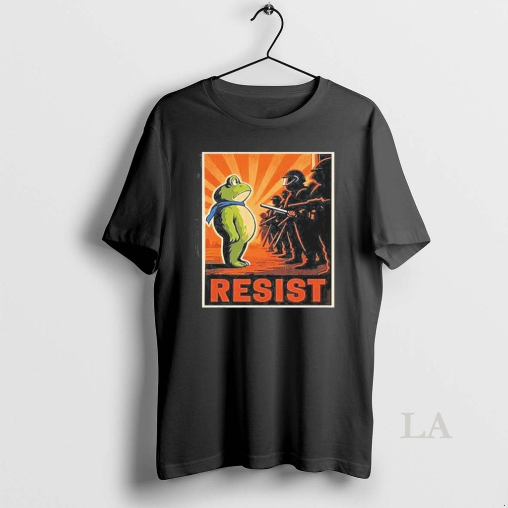 Original Portland Frog Protest Resist Retro Sunset