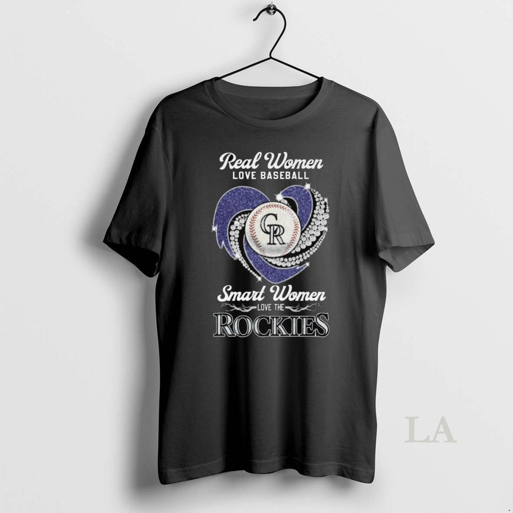 Original Real Women Love Baseball Smart Women Love The Colorado Rockies Diamond Heart 2025 Long