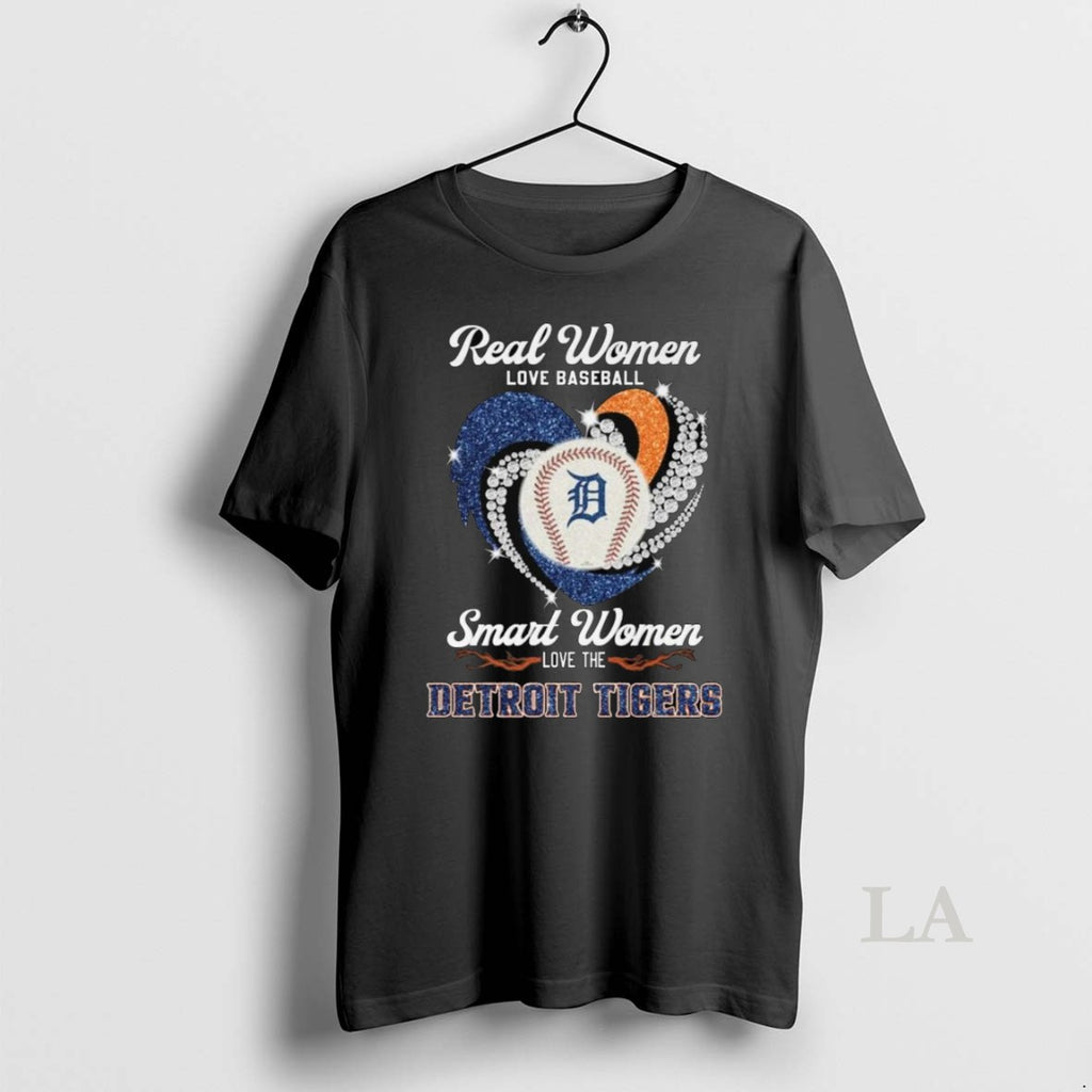 Original Real Women Love Baseball Smart Women Love The Detroit Tigers Diamond Heart 2025 Long