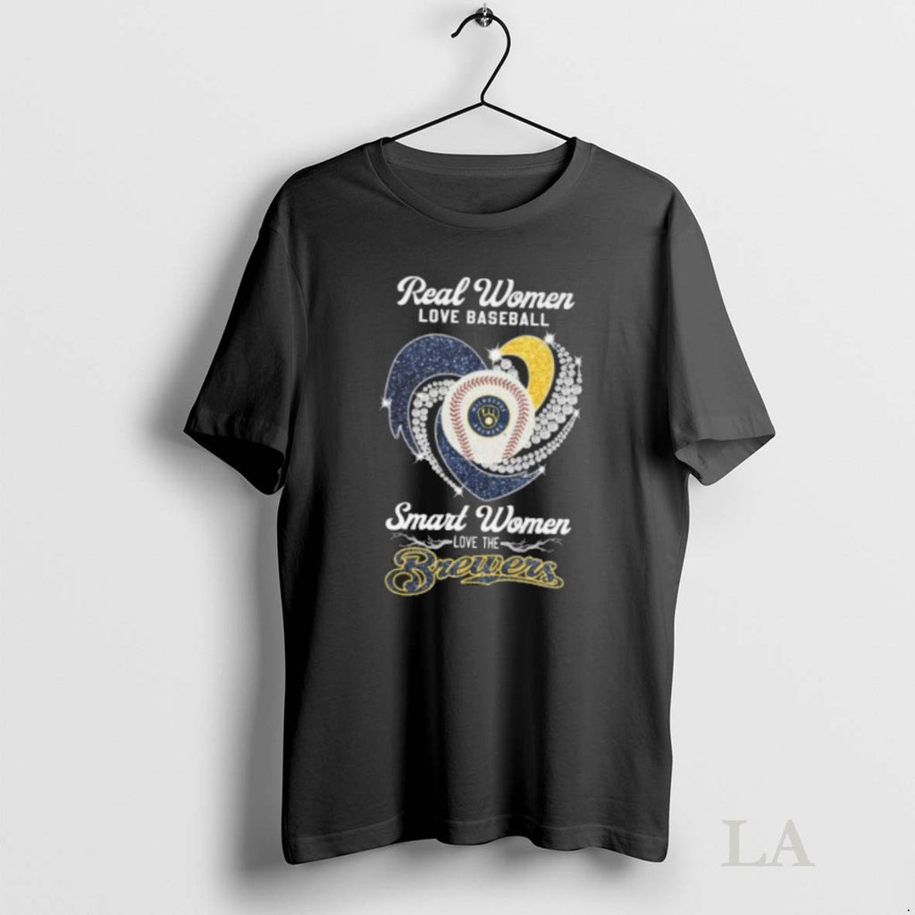 Original Real Women Love Baseball Smart Women Love The Milwaukee Brewers Diamond Heart 2025