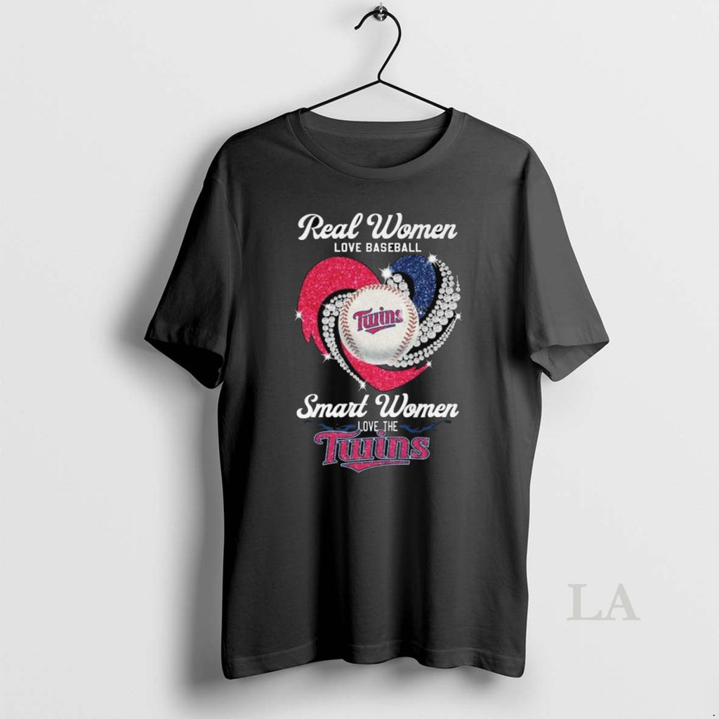 Original Real Women Love Baseball Smart Women Love The Minnesota Twins Diamond Heart 2025 Long