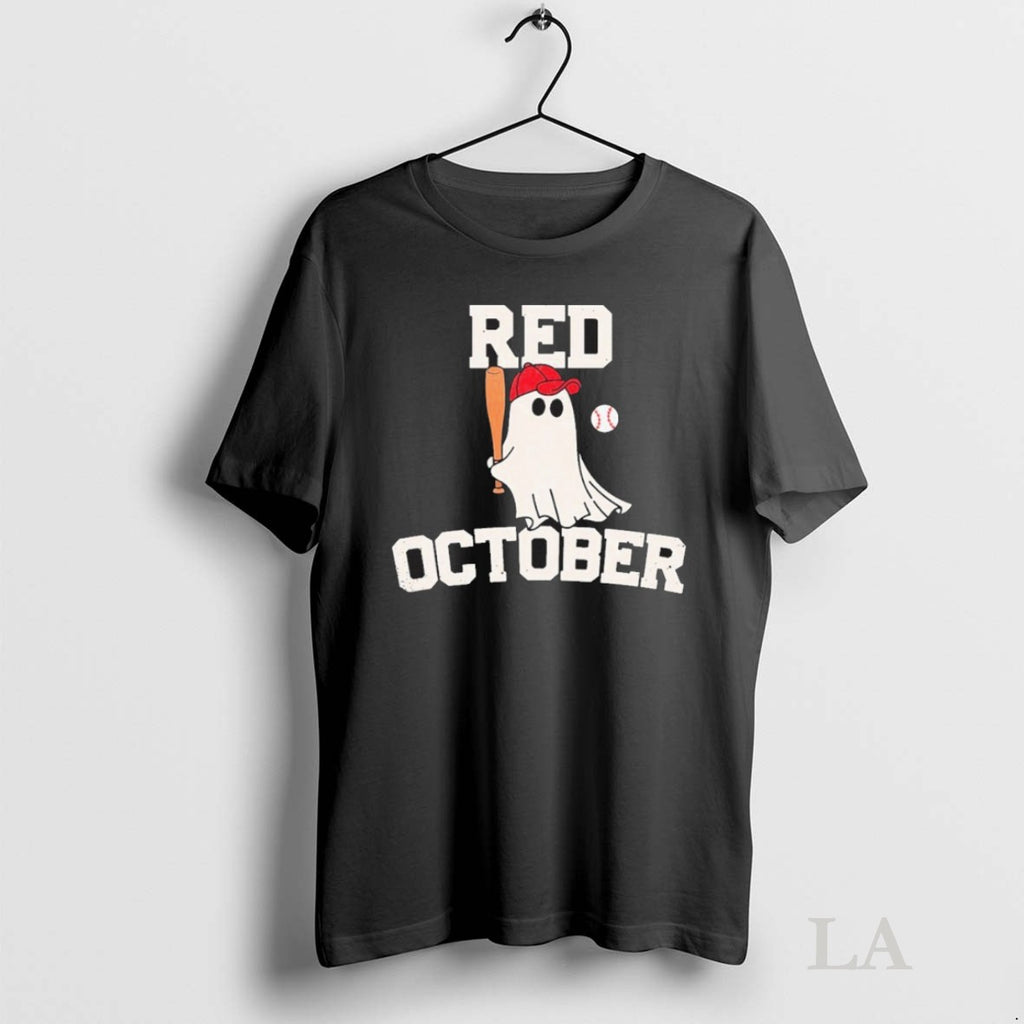 Original Red October Halloween Ghost Playing Baseball