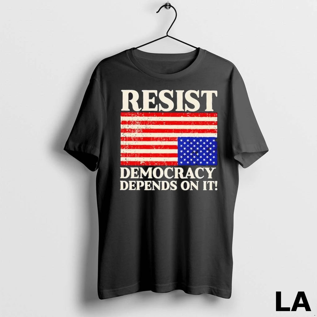 Original Resist Democracy Depends On It Us Flag