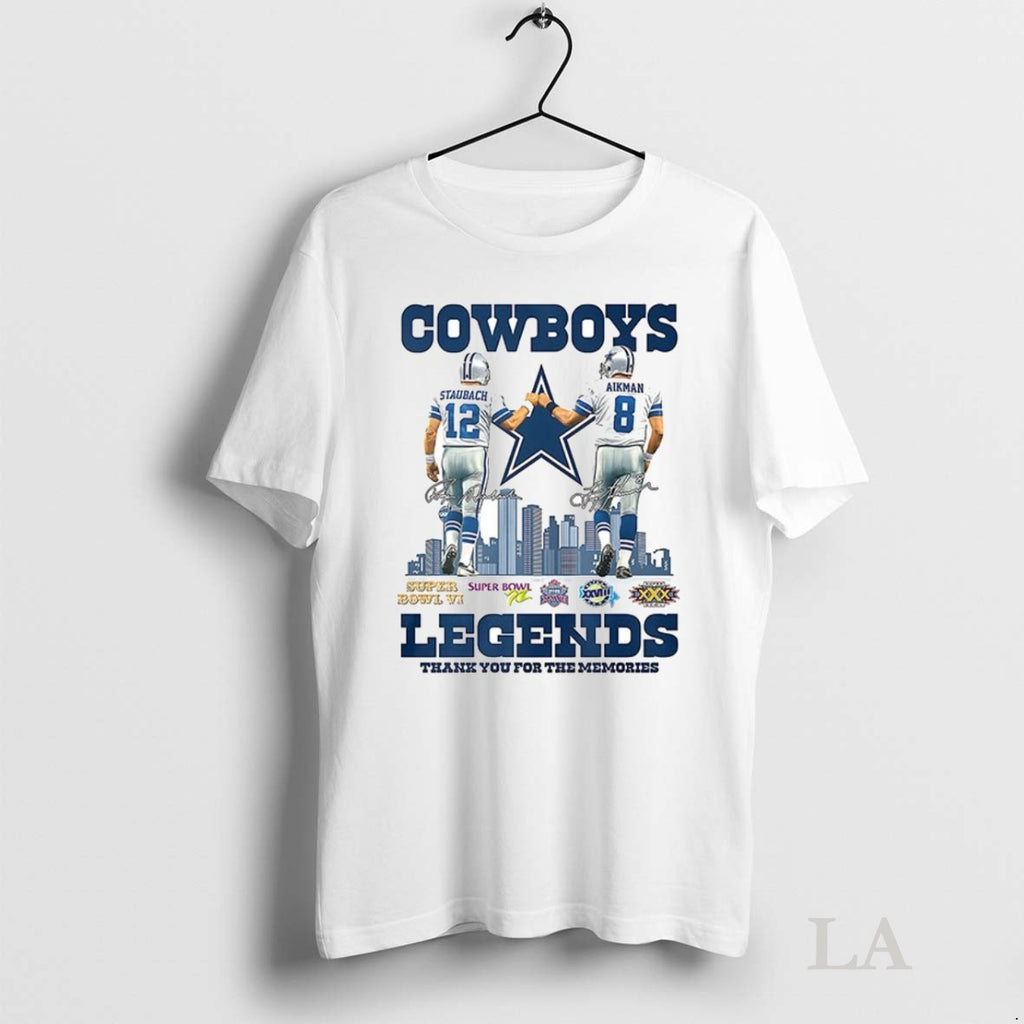 Original Roger Staubach And Troy Aikman Dallas Cowboys Legends Thank You For The Memories Signatures