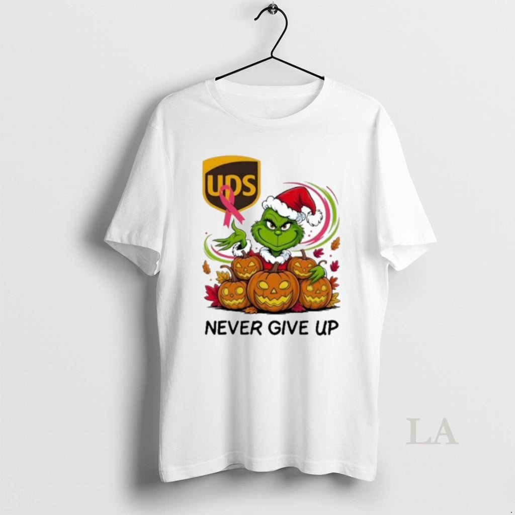 Original Santa Grinch Never Give Up Ups Logo